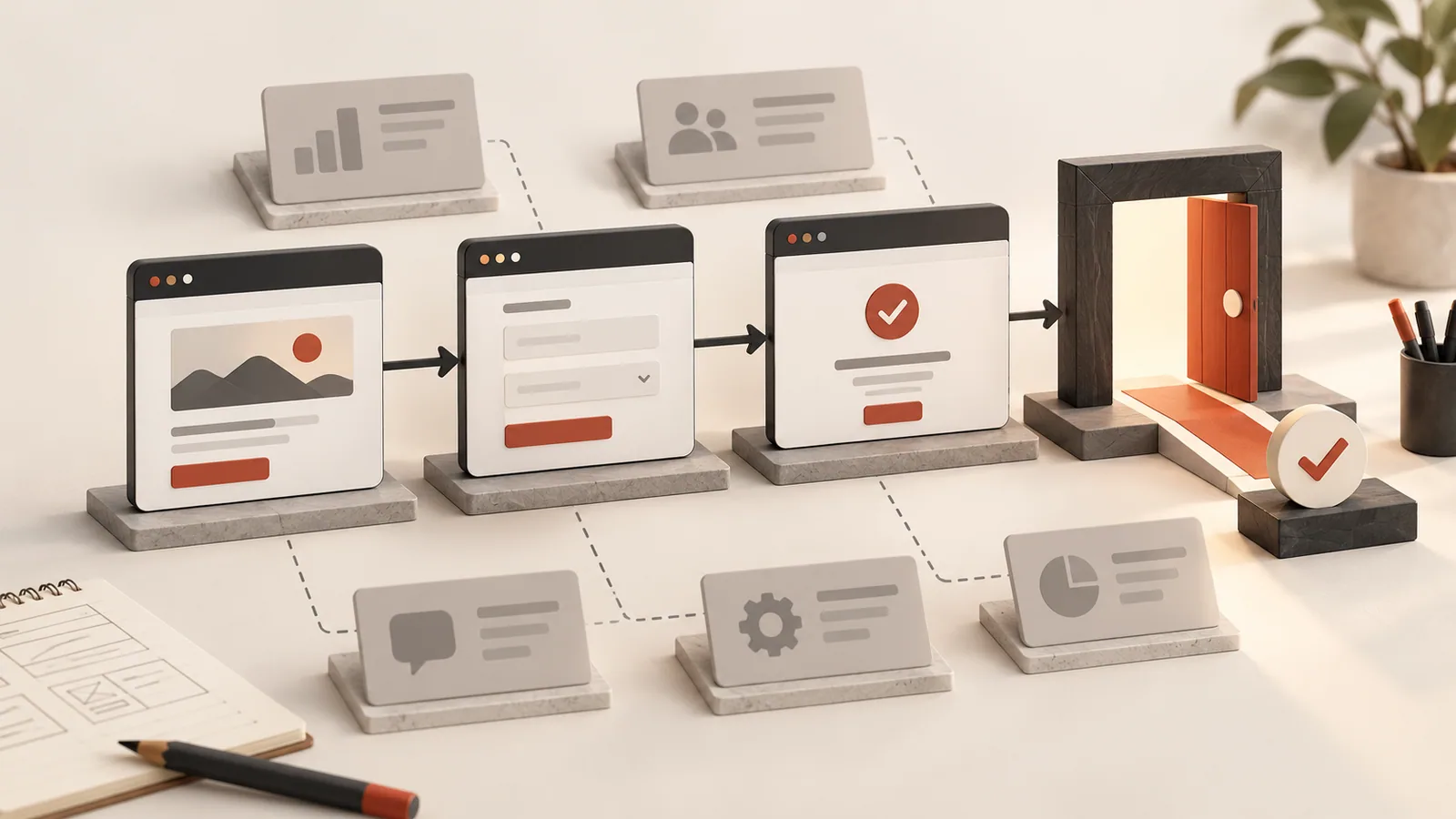 One usable application flow separated from deferred feature ideas on a planning workbench
