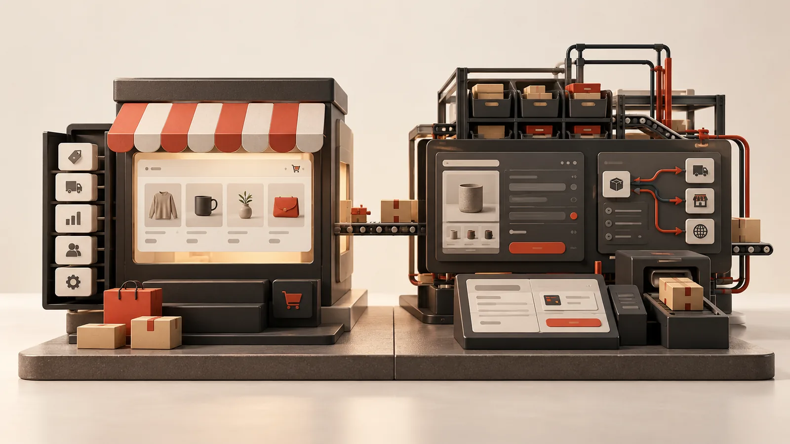 A modular storefront compared with a custom commerce workflow and checkout